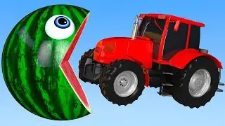 Learn Colors with PACMAN and Tractor Farm WaterMelon Street Vehicle for Kid Children