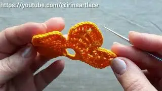 Цветочный мотив крючком для ирландского кружева.