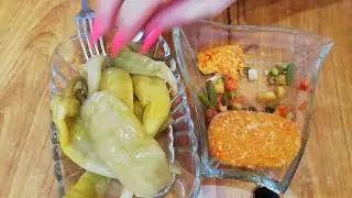АСМР ИТИНГ 😋 СОЛЁНЫЕ ПЕРЧИКИ🫑🫑🫑🥕 МОРКОВНЫЕ КОТЛЕТКИ И ОВОЩИ!