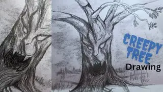 Creepy tree drawing || Horror tree || Creepy drawing ||