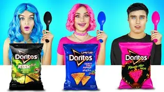 1 Color Food Eating Challenge! Battle with Colorful Snacks and Yummies All Day by RATATA SHORTS