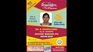 Achievers speech of Ms. S. SHARULADHA, Assistant Manager, INDIAN BANK!