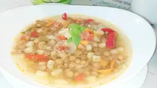 Суп с зелёной чечевицей без мяса