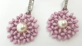 Beaded earrings/PEARL earrings/Easy earrings СЕРЬГИ из твина/Серьги из бисера/Серьги своими руками