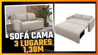 SOFÁ CAMA 3 LUGARES 1,38M BEGE AMORA MATRIX