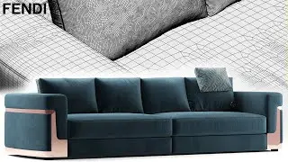№207. Modeling Sofa " Fendi RAY SOFA " Autodesk 3ds Max & marvelous designer