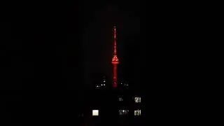 TV Tower Vilnius in Lithuanian flag colors 2021-03-11