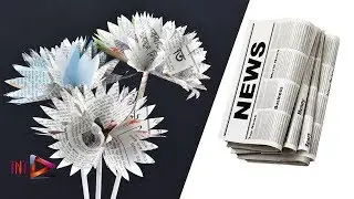 DIY Newspaper Stick Flower Tutorial - How To Make Newspaper Flowers - Newspaper Craft
