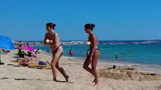 Beach walk | Can Pastilla Beach | Mallorca MAJORCA | Spain 4K