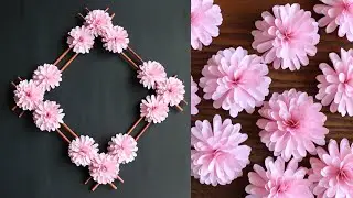 Paper Flower Wall Hanging- Easy Wall Decoration Ideas - Paper craft - DIY Wall Decor