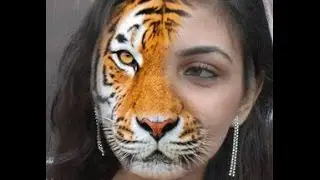 How to make  half women half tiger in Photoshop easy 2017 tricks