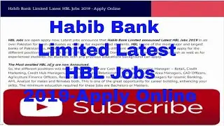 Habib Bank Limited Latest HBL Jobs 2019