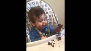 Funny baby cake smash