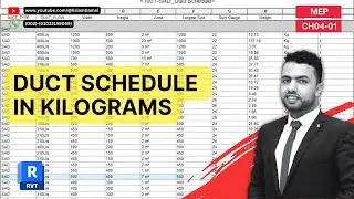 CH04-01_DUCT SCHEDULE IN KILOGRAMS||حساب اوزان الصاج الخاصه باعمال التكيف على الريفت