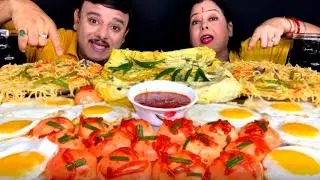 SPICY🔥CHILLI EGG EATING CHALLENGE|ASMR EATING NOODLES SUNNY SIDE UP EGG SCHEZWAN EGG OMLET