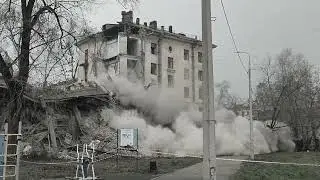 Промышленный снос здания. Снос здания по улице Вологодская,1 в г Череповце. #сносздания #падениедома