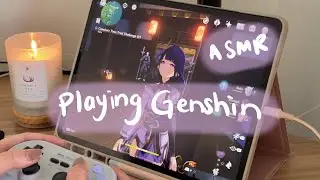 playing genshin on a cozy iPad pro setup | controller ASMR | chinese dub | dailies & story quests