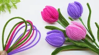 🌷 How to make Tulips Flowers from Chenille Wire. 🌷Tulips Pipe Cleaners 