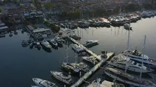 # Drone footage of marina or boat berth #