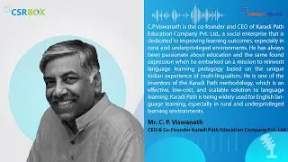 Education Leader Series |  C.P. Viswanath, CEO & Co-Founder Karadi Path Education Company Pvt. Ltd.
