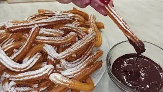 Churros are a Spanish dessert made from choux pastry and topped with hot chocolate.