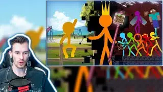 ЗАКВИЕЛЬ СМОТРИТ Alan Becker: The King - Animation vs. Minecraft Shorts Ep 30