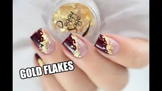 Manucure feuilles d'or - Gold flakes nail art || Marine Loves Polish