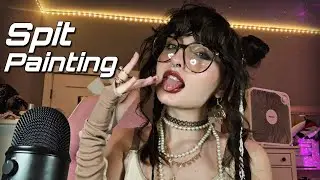 ASMR | Chaotic Spit Painting ( Fast & Aggressive Mouth Sounds, Hand Movements + )