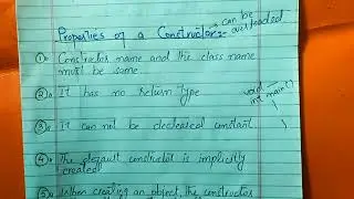 Properties of a Constructor C++ / Object Oriented Programming Lectures
