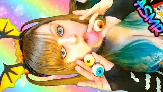 ASMR 👀 Succubus Eyeball Snack ♡ Trolli Eye Candy, Mouth Sounds, Chewing, Cosplay, Chubby Girl, Fun ♡