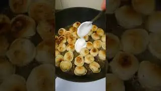 Dumplings in a frying pan 