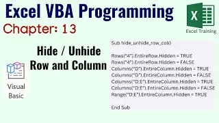 Hide Unhide Row Column Using VBA Code | Excel VBA Programming (Chapter 13)