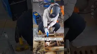100A plasma cutter, cutting 35mm thickness carbon steel plate,very beautiful