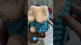 Детский вязаный рюкзак с ушками зайки🐰 