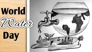 Save Water Poster Drawing Step by Step / World Water Day Poster / World Water Day 2021