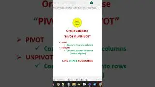 Oracle Database PIVOT UNPIVOT