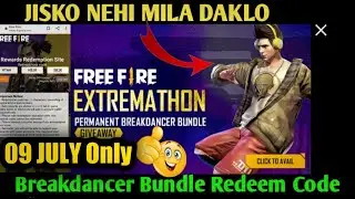 Free Fire Redeem Code Today 9 July - Breakdancer Bundle Redeem Code Today - FF Redeem Code
