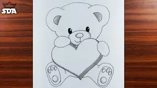 How To Draw A Teddy Bear Holding A Heart