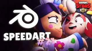 SPEEDART #21 - Hanbok Mandy & Moon Chester | Brawl Stars Blender