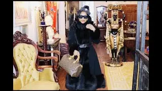 TRYONHAUL | SEQUIN SHINY LEGGINGS | BODYSUIT | BLACK FUR TRIM PRINCESS COAT | Dr Chistick