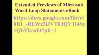 Google Docs URL for Extended VBA Loop and VBA Word eBooks and More