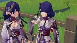 Makoto and Ei "taking a photo" | Genshin Impact