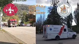 Burnaby Fire Engine 4 & BCAS BLS Unit 63343 Responding