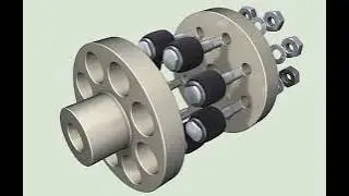 Bushed Pin Flanged Coupling | Mechanical Coupling | Creo | Solidworks