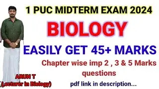 1 puc  Biology midterm examination 2024 topic wise important questions