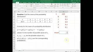 Find Mean of Probability Distribution Using Excel