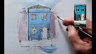 Как нарисовать городской пейзаж .Акварель.How to draw a city landscape. Watercolor.