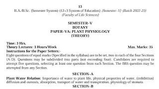 BSc 5th Semester Botany Syllabus 2024 GNDU University | Bsc 5th Semester Syllabus 2024
