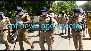 जनपद एटा:- कोतवाली नगर क्षेत्र के अंतर्गत किसान आंदोलन के मद्देनजर रखते हुए किया गया फ्लैग मार्च