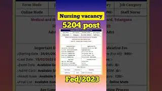 nursing vacancy 2023 ||talangana staff nurse 2023  || 